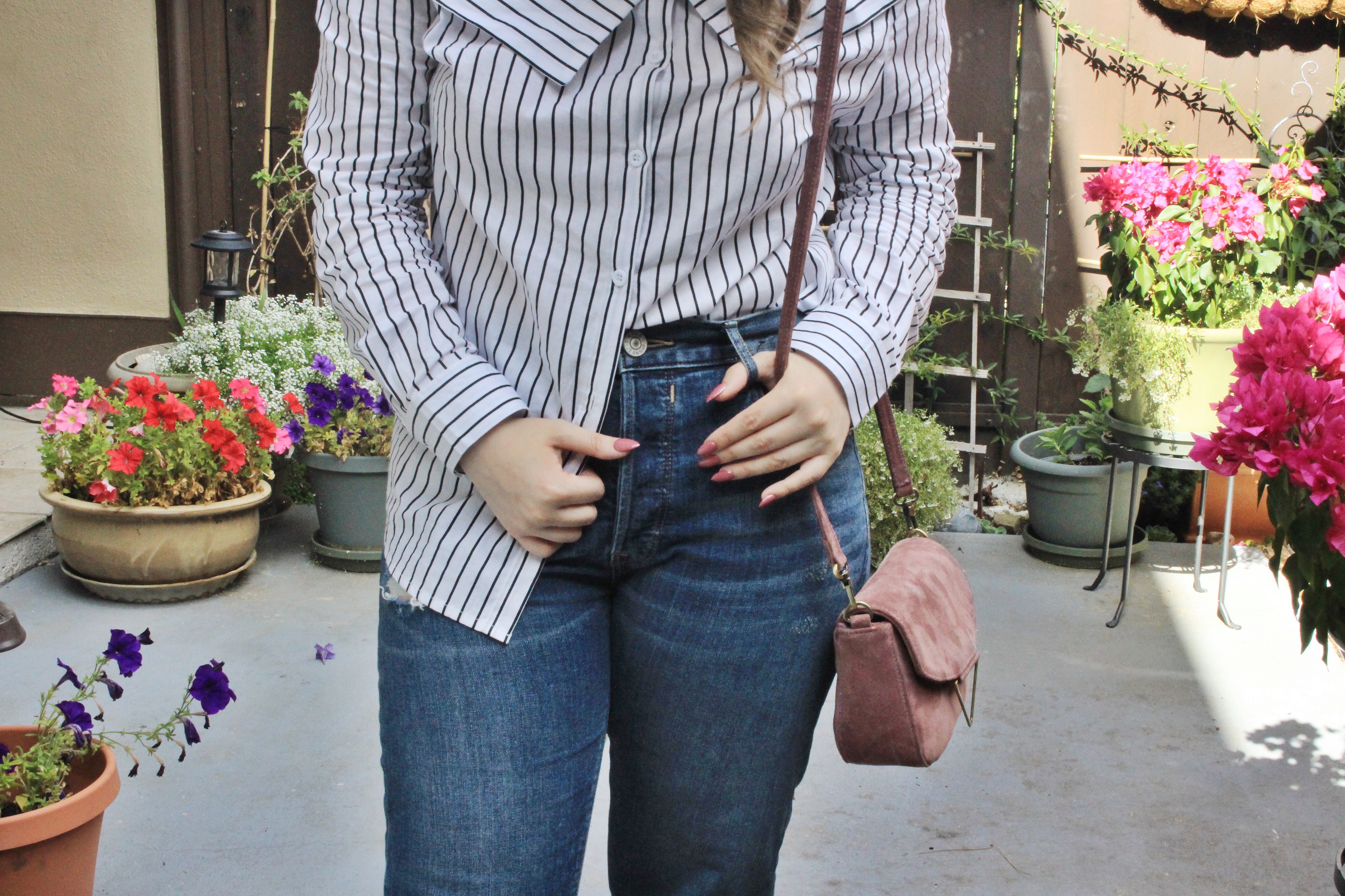 striped off the shoulder top 